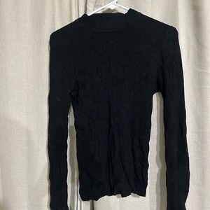 Black Ribbed Long Sleeve Top